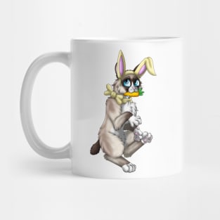 Bobtail BunnyCat: Snowshoe Point (Yellow) Sticker Mug